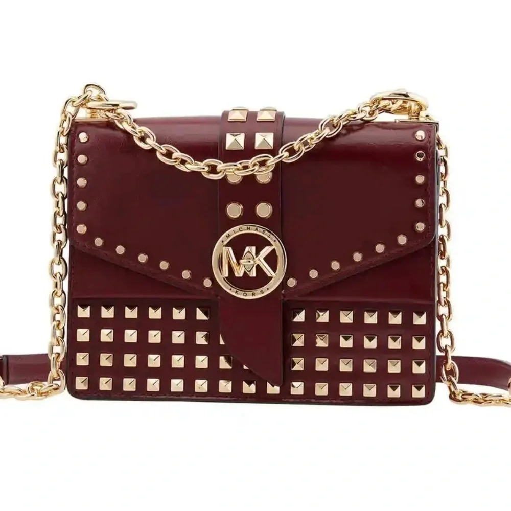 Michael Kors Patent Leather Greenwich Crossbody Bag Burgandy Purse NWT $… - Picture 2 of 12
